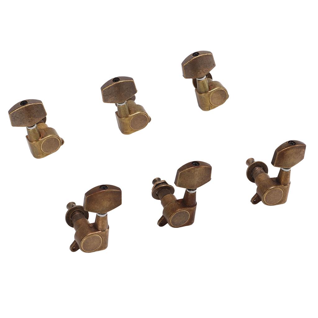 6 Pcs Guitar Tuning Pegs 3L3R Metal Bronze Heavy Internal Gear Electric Guitar Machine Heads Tuning Key