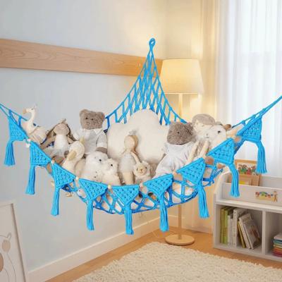 Jumbo Stuffed Animal Hammock Hanging Giant Capacity Mesh Toy Net Holder Macrame Triangle Organizer Plush Holder Baby Nursery
