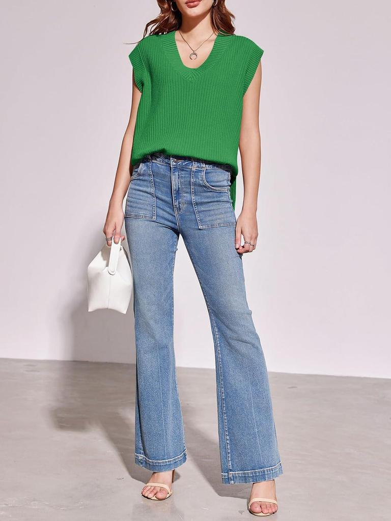 2025 European V-neck Knit Vest: Elegant Casual Sleeveless Sweater