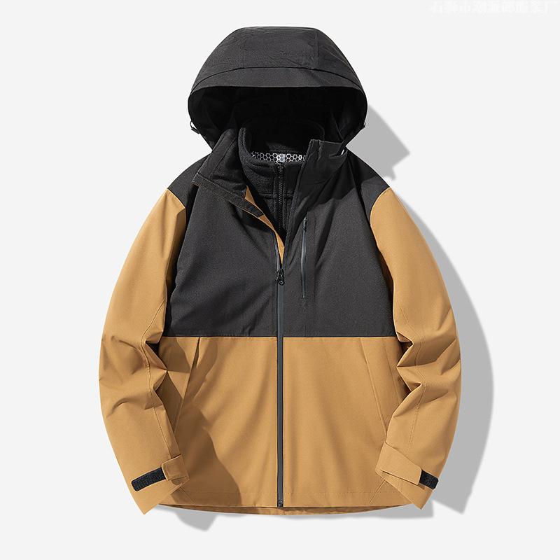 Outdoor Three-in-one Men and Women's Jacket Plus Velvet Thickened Waterproof Windproof Jacket Outdoor Windbreaker