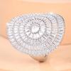Luxurious Silver/Gold Color Huge Baguette Zircon Sunburst Cocktail Ring for Women Party