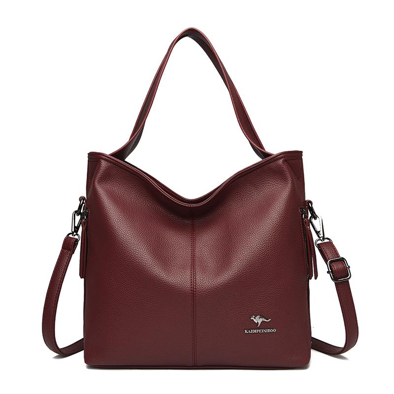 High Quality Soft Leather Female Handbags Luxury Trendy Women Shoulder Bag Solid Color Simple Large Capacity Women's Tote Bags