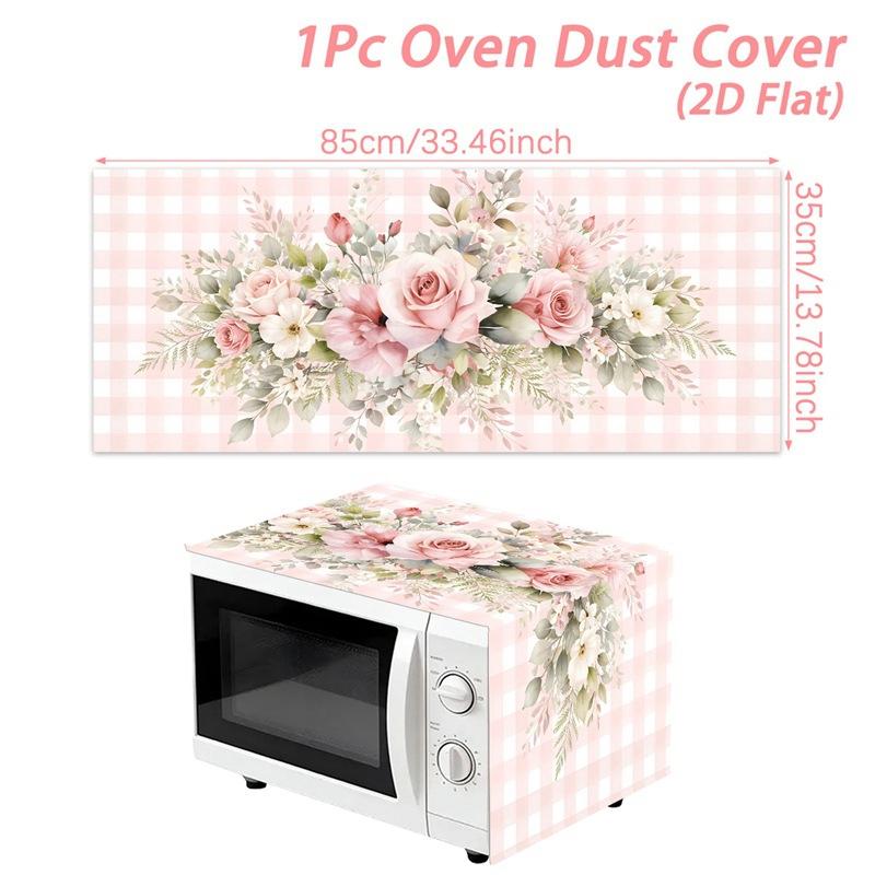 Printed Microwave Oven Dust Cover Waterproof Reusable Fabric Dust Proof Ideal for Rental Home Compact Kitchen Appliance