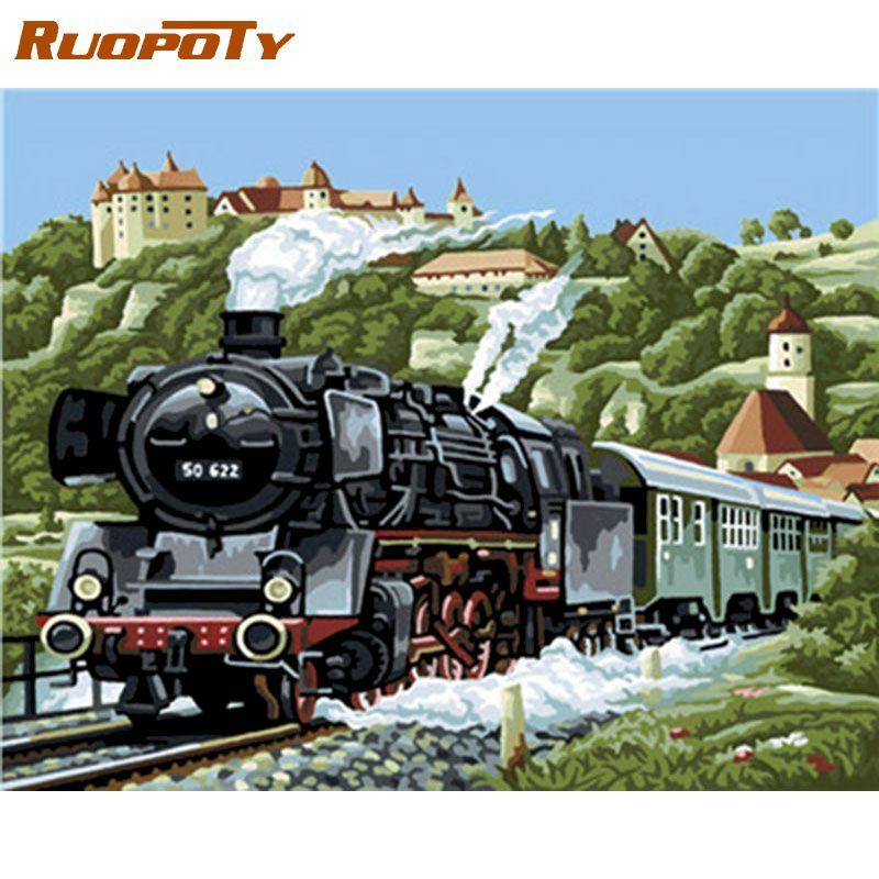 

Ruopoty безрамная пейзажная картина «сделай сам», набор для рисования по номерам, масляная краска, акриловый холст по номерам для декора гостиной 40x50CM NO Frame