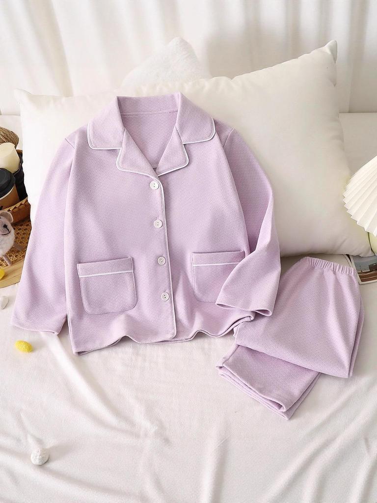 Teen Turn-Down Collar Pajamas - Autumn & Winter Edition for Boys & Girls