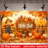 2D planar flag 2D plane - 1 piece 2D flag. Hello autumn-themed background banner autumn harvest theme
