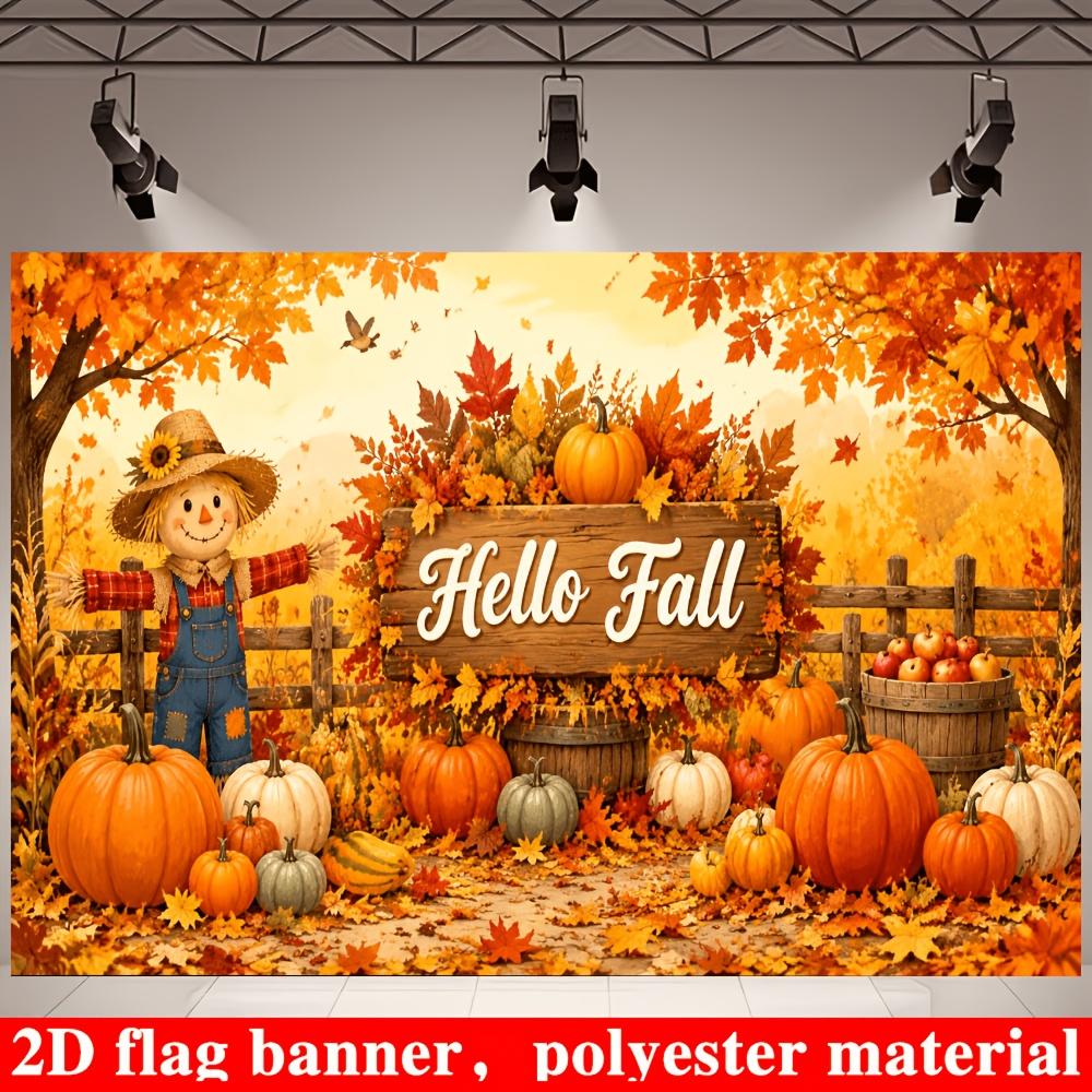 2D planar flag 2D plane - 1 piece 2D flag. Hello autumn-themed background banner autumn harvest theme