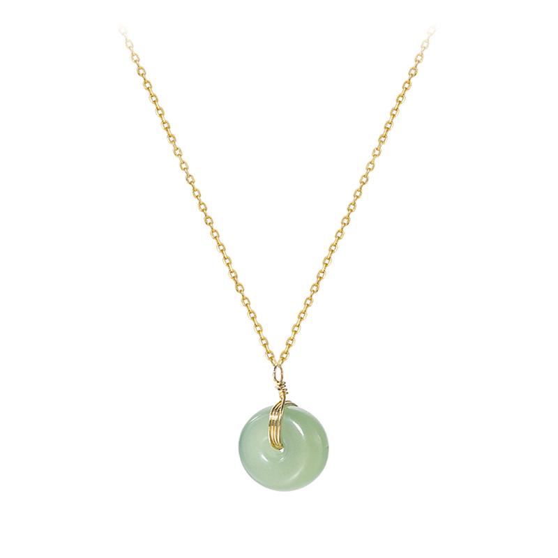 Minimalist Hetian Jade Necklace for Women - Fashionable Peace Buckle Clavicle Chain Choker Jewelry