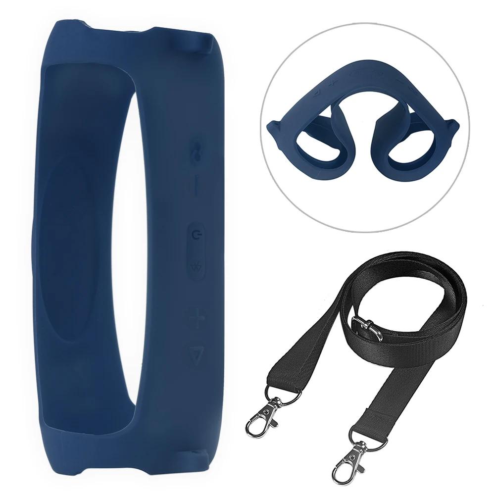 

Newest Bluetooth Speaker Case Soft Silicone Cover Skin With Strap Carabiner for JBL Charge 5 Wireless Bluetooth Speaker Bag синій