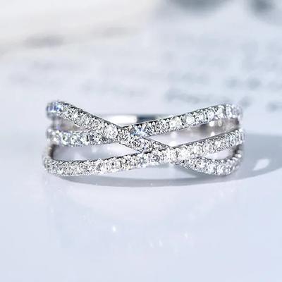 Huitan Fashion Contracted Cross Ring for Women New Cubic Zirconia Sparkling Wedding Bands Accessories Good Quality Jewelry
