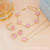 Four Leaf Clover Jewelry Set 18k Plated Necklace Earrings Bracelet Ring Women