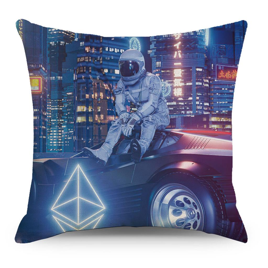Wish Pillowcase Astronaut Planet Linen Pillow Cushion Cover