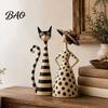 Thoughtful Gifts for Cat Owners Vintage & Lady Resin Sculpture, Artistic Striped Statues, Sculptures Elegant Polka Dot Ornament, Housewarming