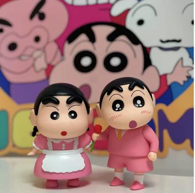 2Pcs/Set Crayon Shin-chan Peripheral Adorable Rose Maid Collection Amine Desktop Car Fashionable Figure Ornament Playthings Fans Birth Date Gifts