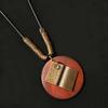 Retro Legno Foglia Gufo Lunga Catena Maglione Etnica Collana Rotonda Donne Ciondolo Orologio Gioielli Femminili Accessori per il Collo Regali Collare