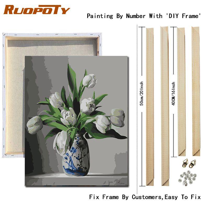 

Ruopoty DIY рамка домашний сад цветы Diy картины по номерам ручная роспись наборы современное настенное искусство для домашнего декора