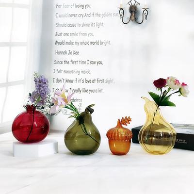 New Pomegranate Fruit Vase Transparent Hydroponic Flower Vase Hazelnut Home Decor Flower