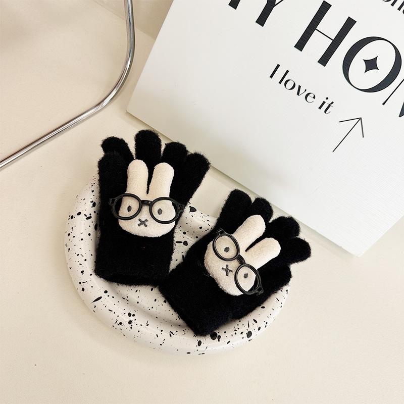 Neue Kinderhandschuhe Koreanisch Niedlich Cartoon Brille Fünffingerhandschuhe Warme Fingerhandschuhe für Jungen und Mädchen