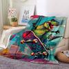 1pc DinoSkateboard Blanket, Lightweight Flannel Throw Blanket For Sofa, Bed, Travel, Camping, Living Room, Office, Couch, Chair, And Bed
