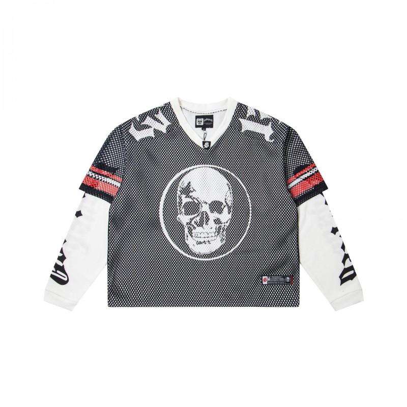 Mens Long Sleeve T Shirt Loose Fit Streetwear Hip Hop Casual Mesh Jersey 2025