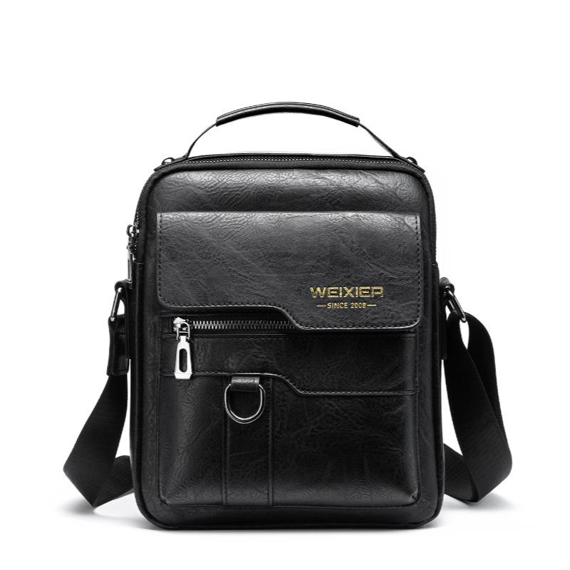 

Men s high-end retro shoulder bag waterproof vertical business men s bag versatile men s casual small satchel чорний