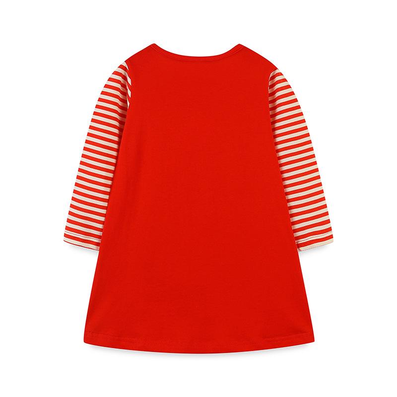 European and American Style Autumn Girls' Cute Christmas Tree Patchwork Dress, Long for Small To Medium Children