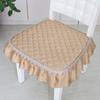 Chair Cushion with Lace Ruffle Quilted Non Slip Square Seat Pad Chair Protector with Elastic Strap for Dining Chairs Seat Office Chairs Back