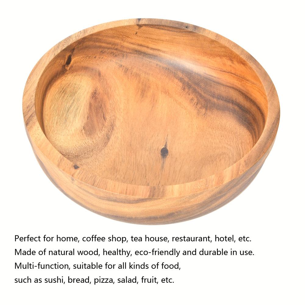 Wooden Salad Bowl Food Fruit Container Dish Tableware Kitchen Utensils30x9cm