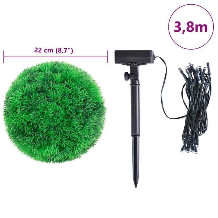 VidaXL Boules de buis artificielles avec lumières LED 2 pcs vert 22 cm, boule topiaire artificielle, boule topiaire 3335905