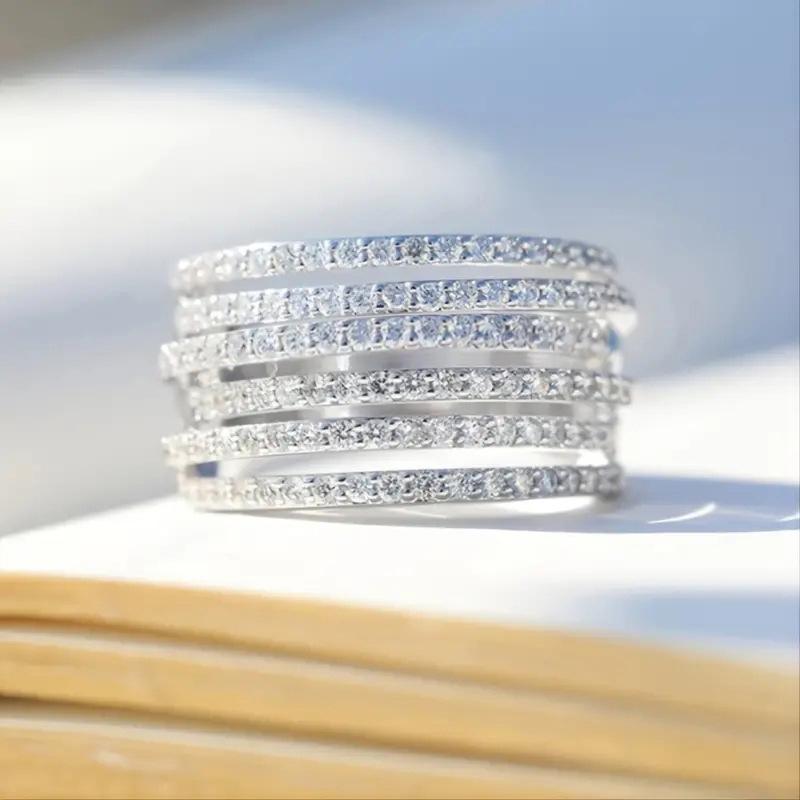 

2026 New Multi Layer Design Bridal Wedding Ring Female Elegant Lines Light Luxury Micro Inlaid Zircon Zircon Exquisite Style 10
