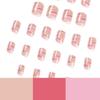 Pink & Red Color Block Striped Wave Short Nail Art Tips
