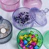 European Retro Cube Crystal Glass Storage Jar,Candy Snack Glass Jar With Lid Aromatherapy Candlestick Container Home Decoration