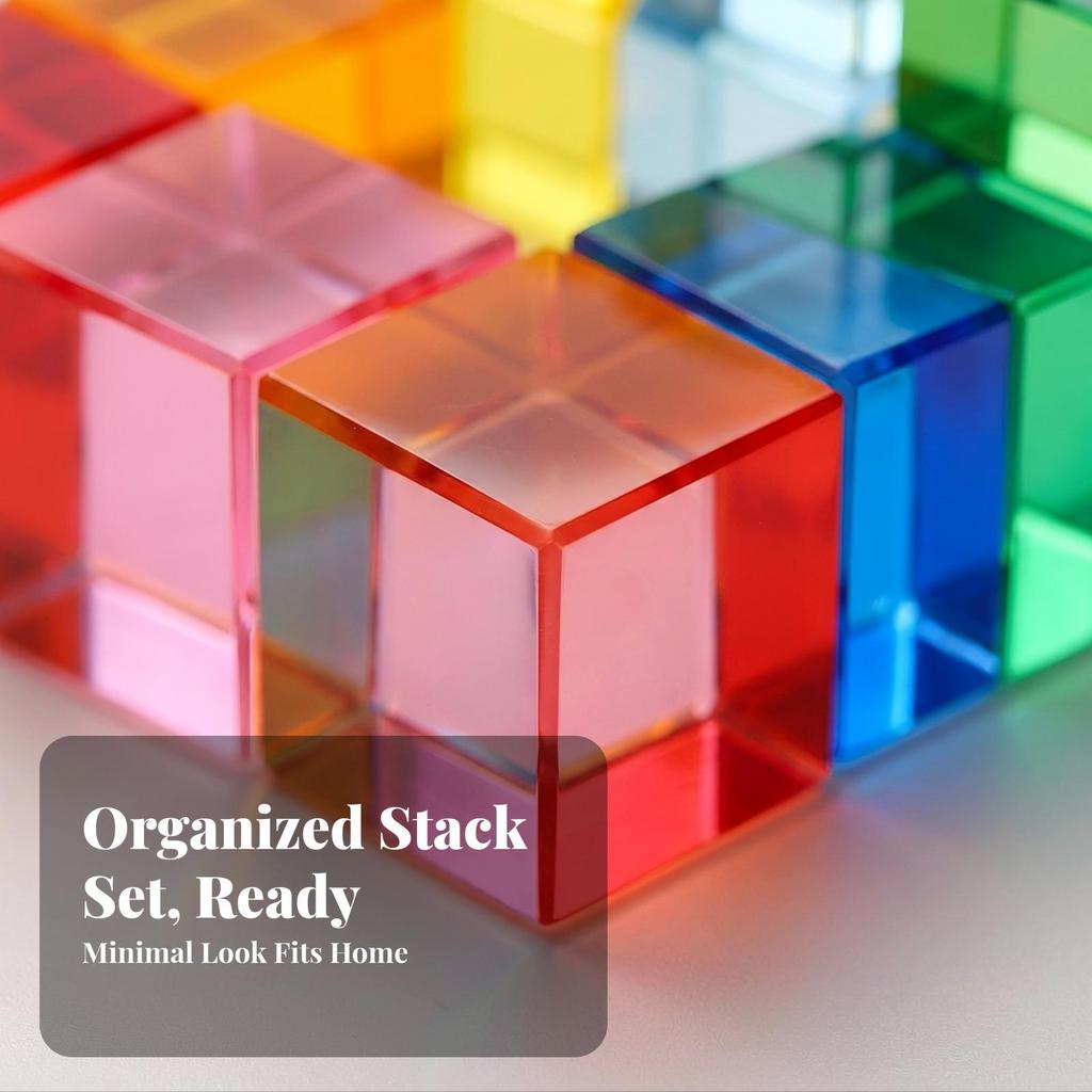 20 Pieces Acrylic Blocks Light-Catching Stacking Block Set Smooth-Edged