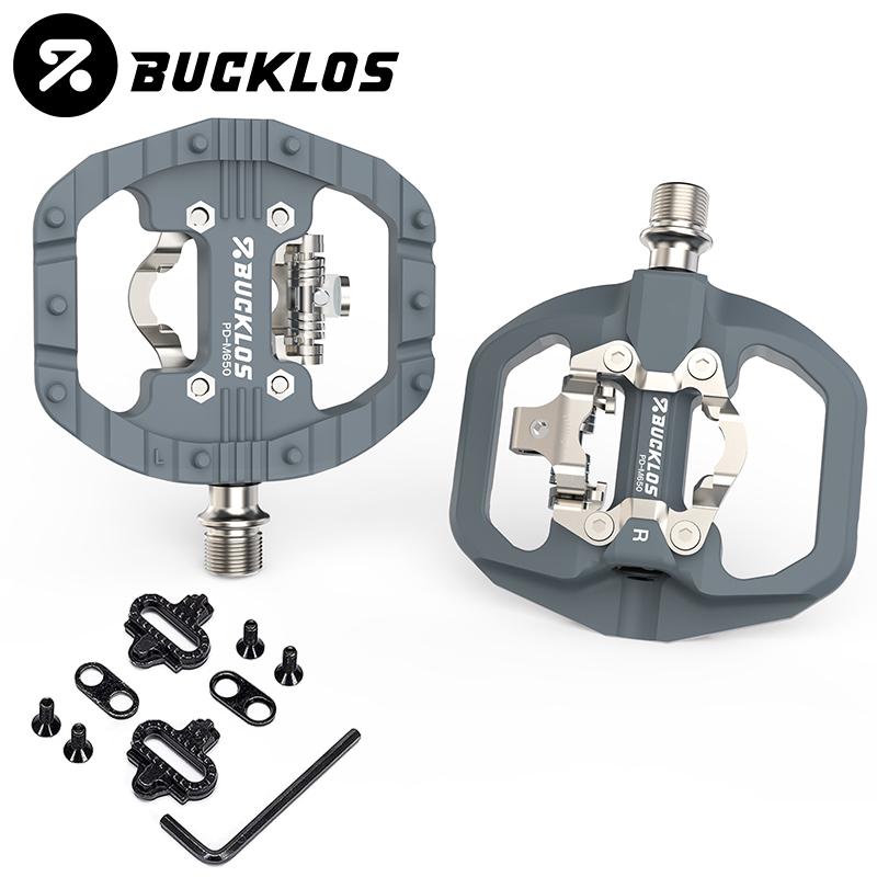 BUCKLOS Dağ Bisikleti Pedalları Mühürlü Rulman Çift Kilitsiz Düz & Kilit Pedalı Shimano SPD için Naylon Bisiklet Pedalları Bisiklet Parçaları