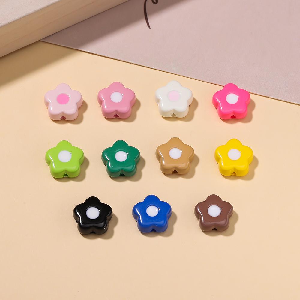 5pcs/Lots Colored Acrylic Enamel Flower Shaped Beads Spacer Loose Beads for DIY Necklace Bracelet Jewelry Making Findings