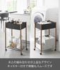 Yamazaki RIN Storage with Small Item Tray and Lower X X Removable 10181 Cart, 2-Tier, Brown, Shelf, W47.3 D33.6 H71.6cm, Basket, Casters,