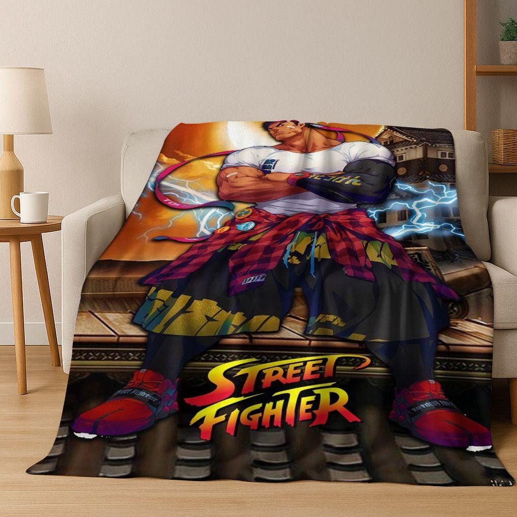 Retro Street Fighter 6 Characters Game Chun-Li Art Flannel Blanket,Cozy Soft Throw Blanket for Home Bedroom Bed Sofa Cover Kids