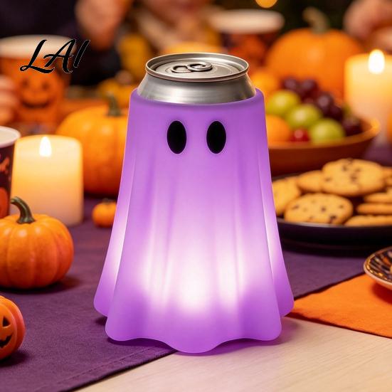 PLA Material Can Sleeve 3D Printed Halloween Ghost Holder Glow‑in‑the‑Dark Soda Beverage Party Supply for Cup Cover Cute Tabletop Decor