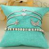 4Pcs/set Adjustable Cuff Bracelet Layered Moon Stars Bangle Bracelet Women Crystal Wristband