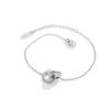 Titanium Steel Roman Numerals Double Ring Pendant Choker Necklace with Rhinestones for Women Fashion Jewelry