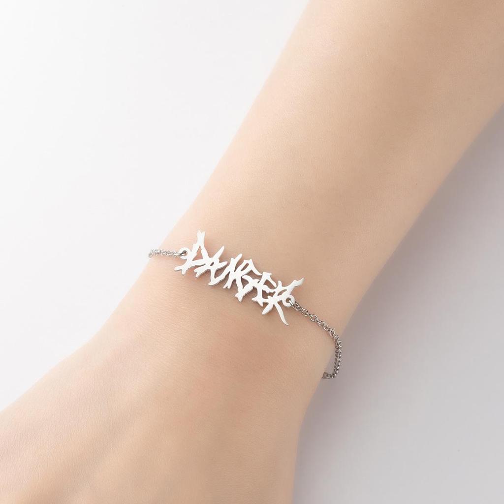 2024 European Retro Gothic Angel 'Babygirl' Love Letter Bracelet for Couples