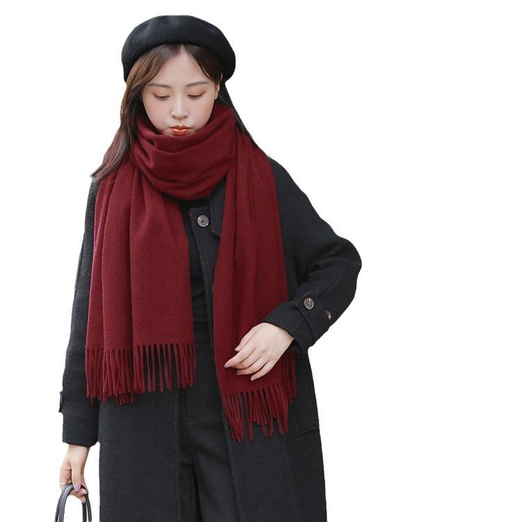 Imitation Cashmere Scarf Women's Autumn and Winter Solid Color Scarf Versatile Korean Style Women's Shawl High End White Scarf