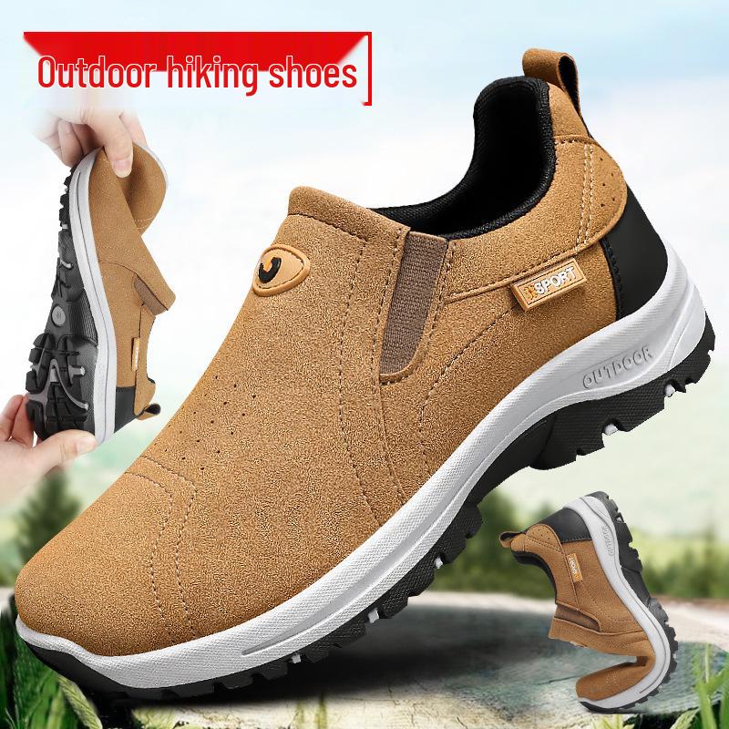 

Men s Spring Soft Sole Hiking Shoes - Versatile, Solid Color, Plus Size, Casual Korean Style Walking Footwear. 44 кавовий