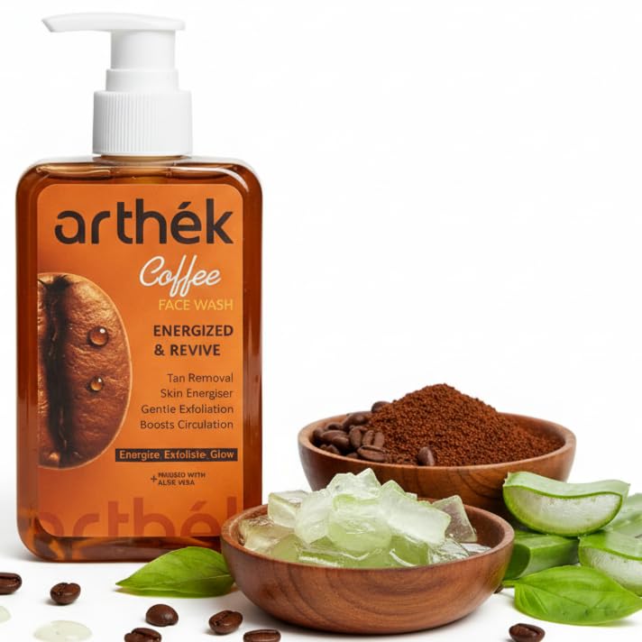 Кофейное средство для умывания Arthék для мужчин и женщин - Удаление загара, Осветляющее и Энергизирующее очищающее средство с кофе Арабика, Кофеином, Зеленым чаем и Алоэ Вера, Нежный