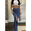 Three-dimensional Flower High Split Beach Vacation Skirt New Summer Slim Fit Bag Skirts Solid Color Casual Sexy Pleated Simple Party Clothing