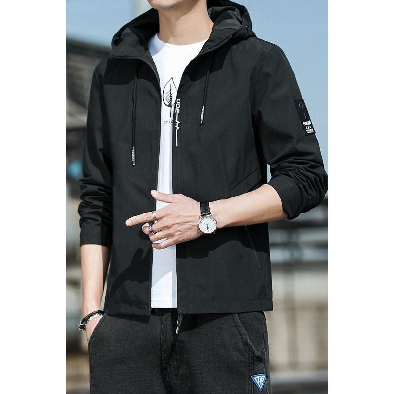 

New Hooded Jacket Plus Fleece Casual Jacket for Men Young Korean Style Versatile Top Jacket for Men M