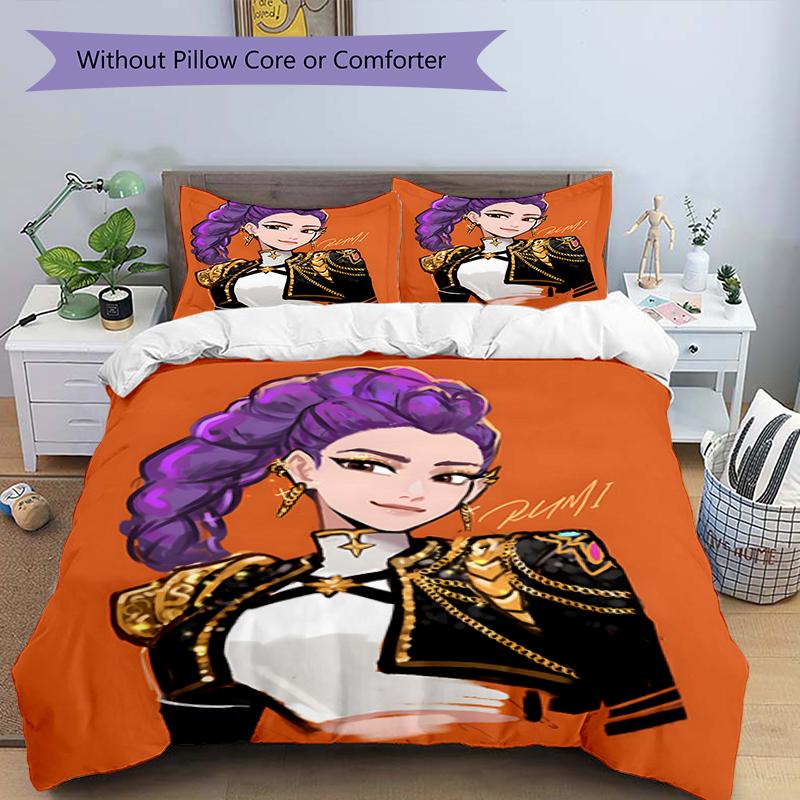 3pcs KPop Demon Hunters RUMI6 Design Cover Set - HD Printed Bedding with 1 Cover and 2 Pillowcases - Perfect for Home and Dorm Decor