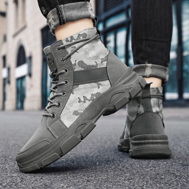 Men's Camouflage High Top Work Boots Comfort Sneakers Men Outdoor Hiking Shoes Platform Non-Slip  Desert Boots Zapatillas Hombre