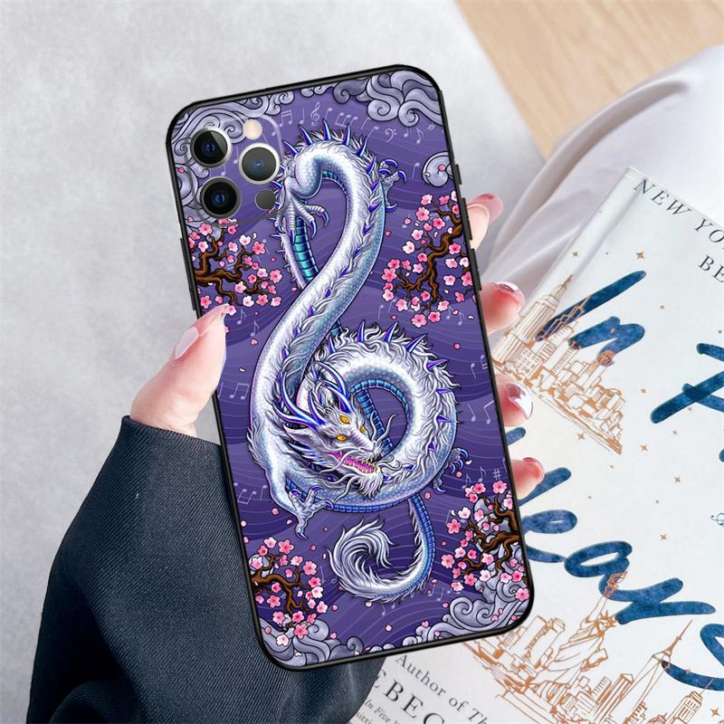 Japanese Dragon Phone Case For iPhone 16 Pro Max 11 12 13 Mini 14 15 Pro Max XR 15 16 Plus 16e Cover Coque