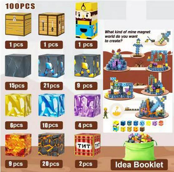 Minecraft Magnetic Mini Cube Building Blocks Toy - 2.5cm
